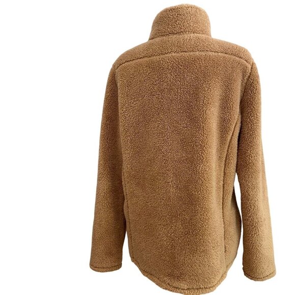 Cloudveil Unisex XL Tan teddy faux Sherpa Fleece Zip-Up Teddy Jacket Shaket cozy - Picture 6 of 14
